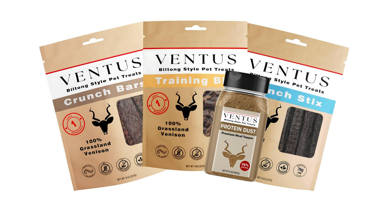 Ventus Dog Food Topper - Single Ingredient Venison Air Dried Dog Food Seasoning for Picky Eaters, No Additives, Grain Free Meal Toppers for Dogs 8 oz.