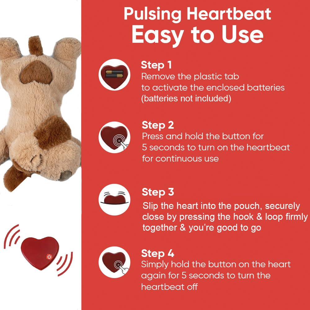 iHeartDogs Heartbeat Puppy Toy - Comfort Cuddler Pillow - Dog Anxiety Toy