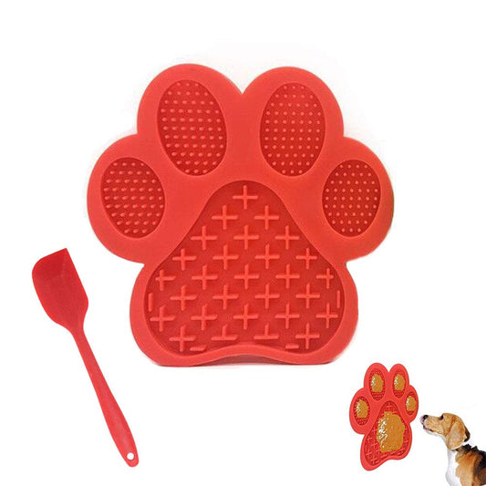 Dog Licking Mat for Anxiety Peanut Butter Slow Feeder Bowls Licking Pad with Strong Suction to Wall for Pet Bathing,Grooming,and Dog Training (Red)