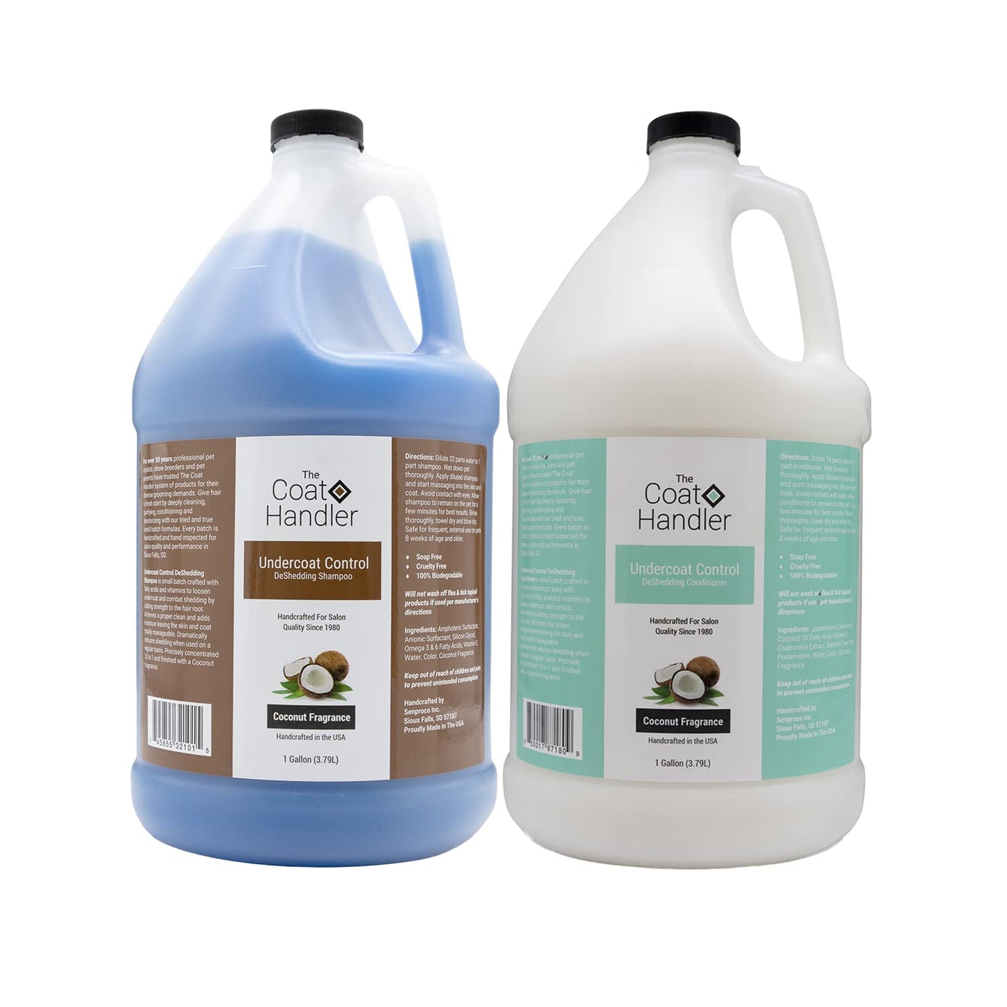 The Coat Handler Undercoat Control Deshedding Shampoo and Conditioner Coconut Bundle - All Natural Ingredients, Combats Shedding and Loosens Undercoat Hair, Coconut Oil and Vitamin Infused