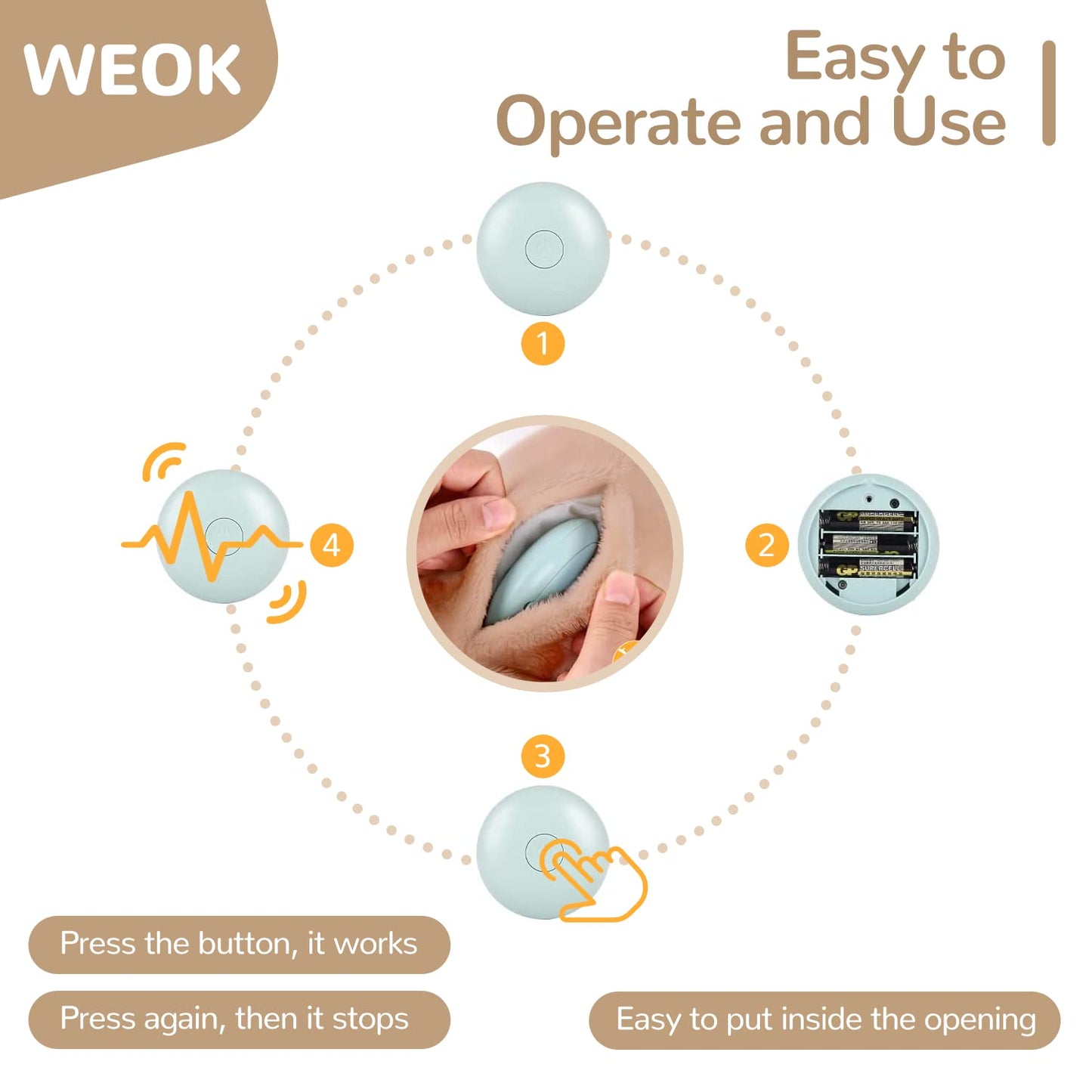 WEOK Heartbeat Replacement Soother Heartbeat Simulator for Reduce Pet Anxiety with Heartbeat Sound Machine, Puppy Heartbeat Toys Calming Separation Anxiety Relief Toys for Dogs