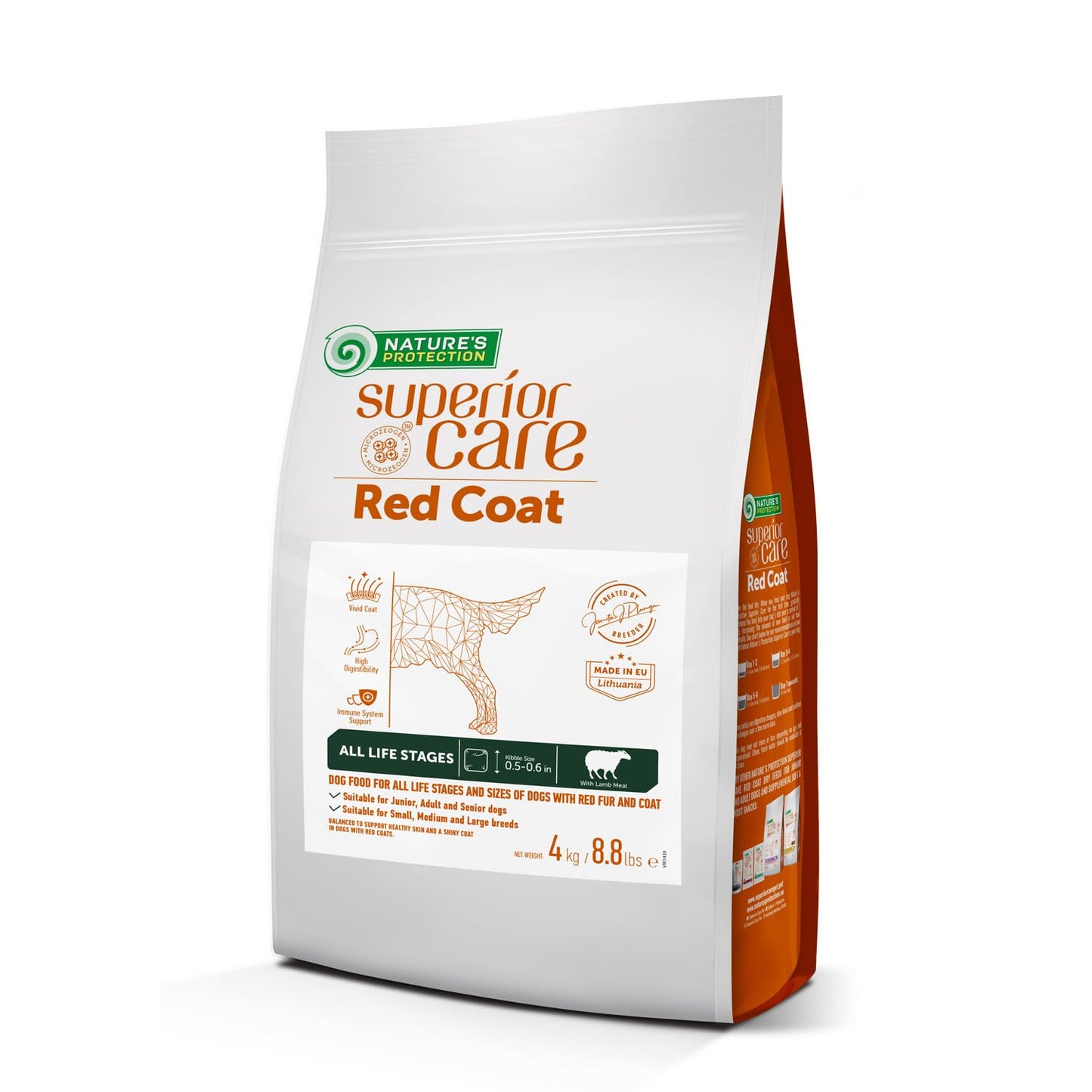 Nature's Protection Dry Dog Food for Small, Medium & Large Breed - High Protein, Grain Free Tear Stain Diet - Dog Kibble for Puppy & Adult Dogs with Red Fur (Superior Care - Lamb, 8.8 lb)