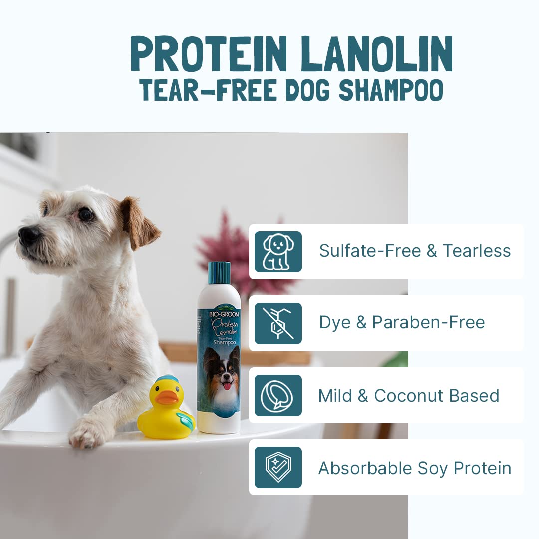 Bio-Groom Protein Lanolin Dog Shampoo - Tear-Free Pet Shampoo, Dog Bathing Supplies, Puppy Wash, Cat & Dog Grooming Supplies, Cruelty-Free, Made in USA, Tearless Dog Products - 1 Gallon