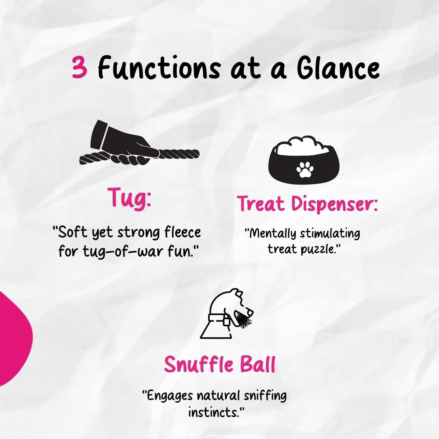 Chelsy's Toys 3-in-1 Enrichment Tube for Dogs - Tug Toy, Treat Dispenser & Snuffle Ball | Durable Rope Dog Toy | Interactive Dog Treat Puzzle for Large Dogs & Puppies (Lavender)