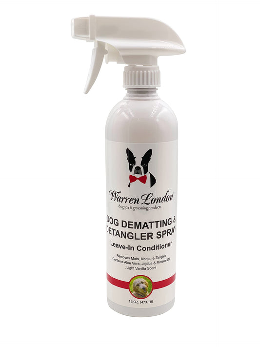 Warren London Dog Dematting & Detangling Spray | Groomer-Formulated Conditioner w/Aloe Vera & Jojoba Oil | Loosens Mats, Knots & Tangles | 16oz | Made in USA