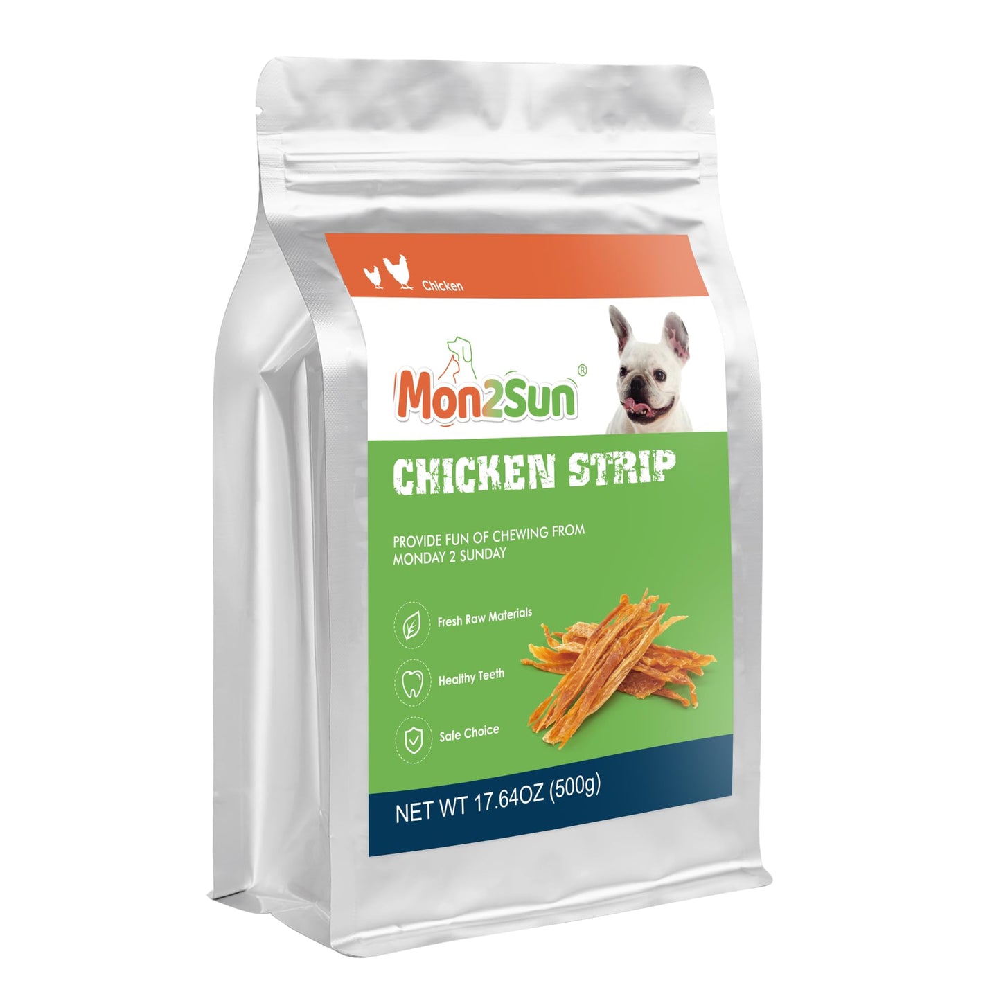 MON2SUN Dog Treats, Chicken Jerky Strips for Small Dogs, High Protein & Grain Free Snacks, Easy to Digest Training Treats (Chicken, 17.64 Ounce -Pack of 1)