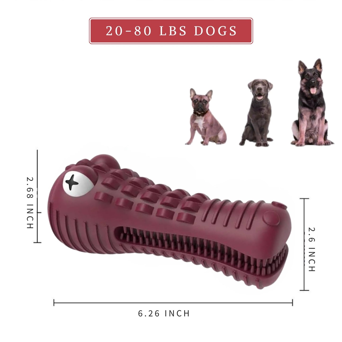 ZP-PY Dog Chew Toys for Aggressive Chewers – Alligator Dog Chew Toy for Large, Medium & Small Dogs – Tough Natural Rubber for Teeth Cleaning – Squeaky Interactive Dog Toys to Keep Them Busy