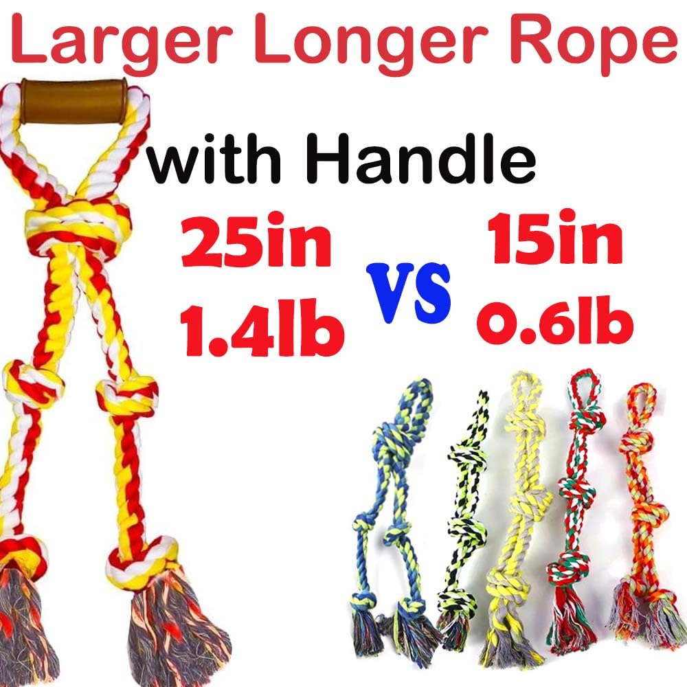 Fejapa Large Dog Rope Toys for Aggressive Chewers - Pitbull Tug of War, Heavy Duty, Outdoor, Medium to Large Breed, Durable Dog Tug Toys with Handle