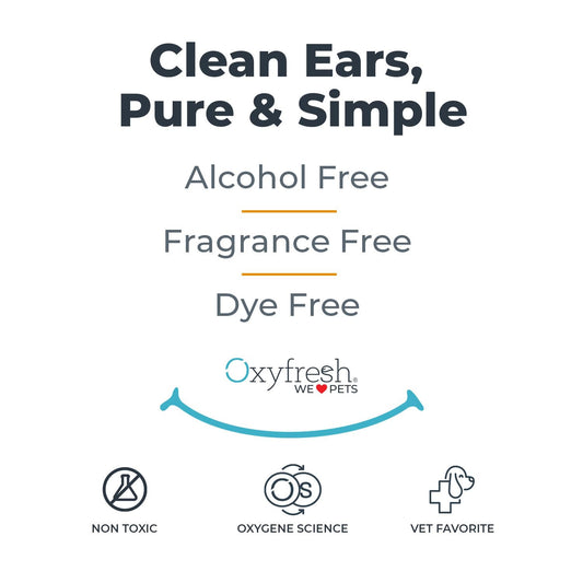 Oxyfresh Advanced Pet Ear Cleaner - Best Dog Ear Cleaner Solution - Helps with Yeast, Wax, Dirt & Itchy Ear Canal - Cleaning, Soothing, & Sting-Free Dog Ear Wash & Cat Ear Rinse 8oz