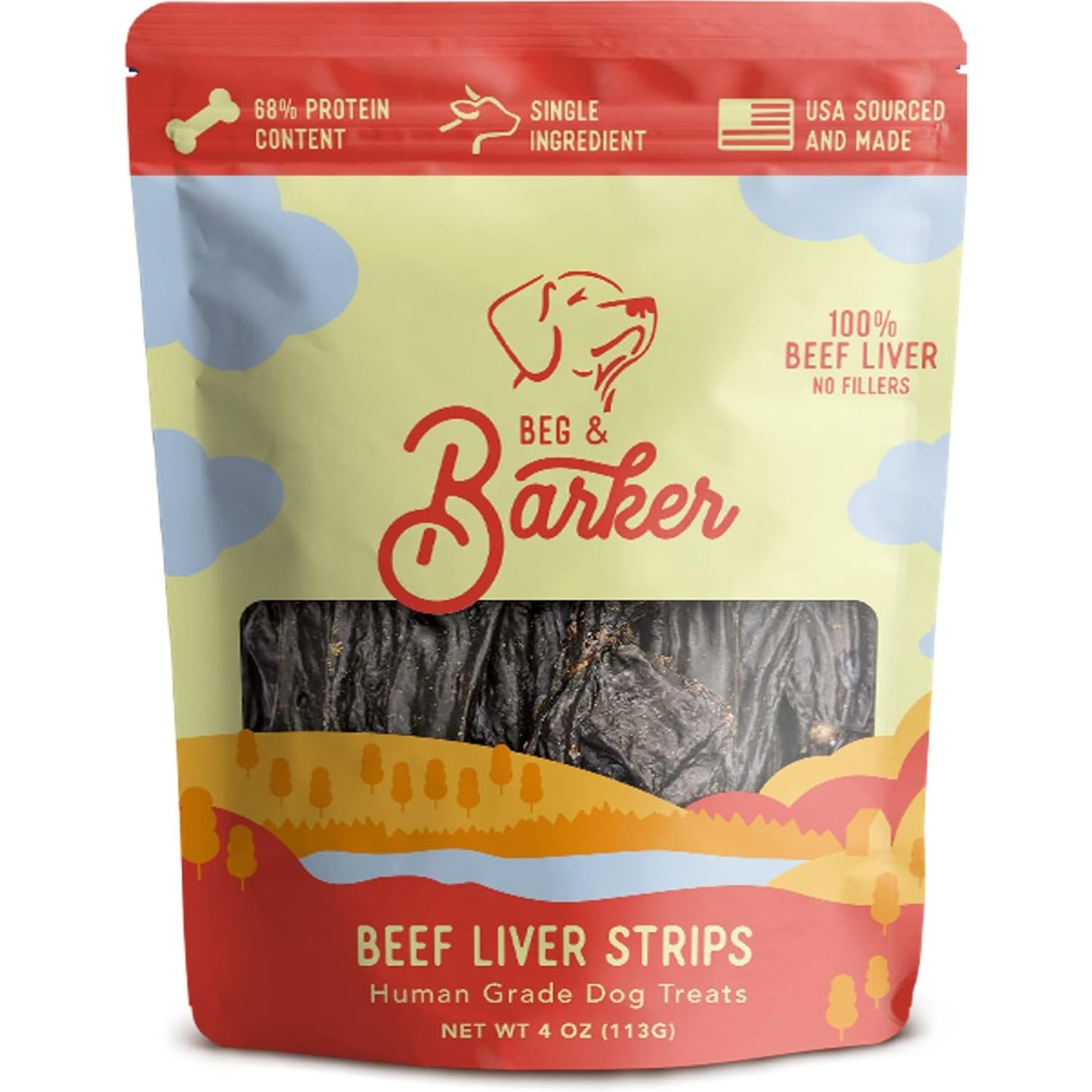 Beg & Barker Beef Liver Jerky for Dogs (4 Ounce, Pack of 1) - Dog Training Treats - Natural Dog Treats Made in The USA - Grain Free, Diabetic-Friendly, High Protein, Sugar-Free