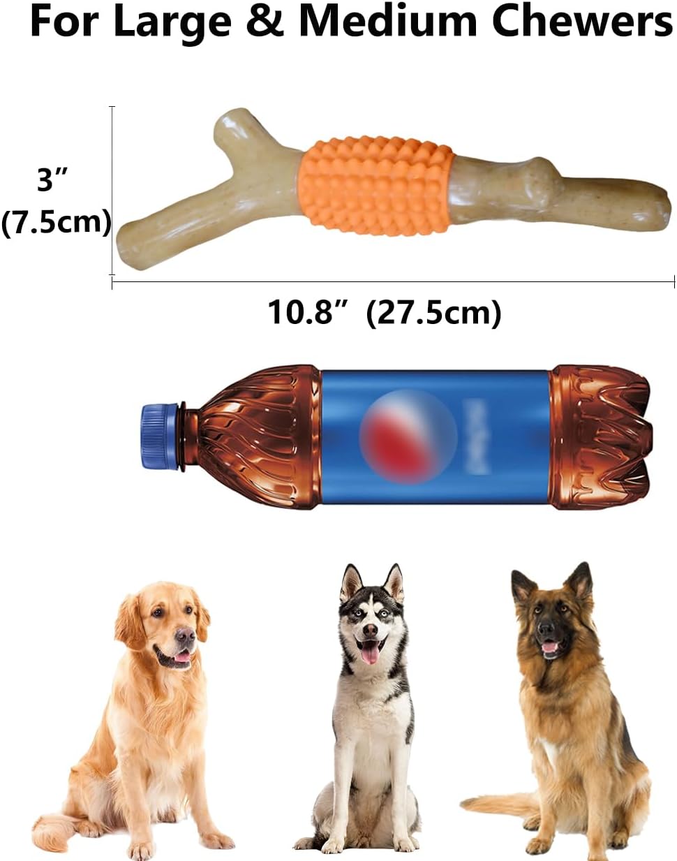 SCHITEC Dog Chew Toy for Aggressive Chewers, Tough Big Nylon & Rubber Teething Stick with Real Maple Wood Flavor for Large Medium Breed