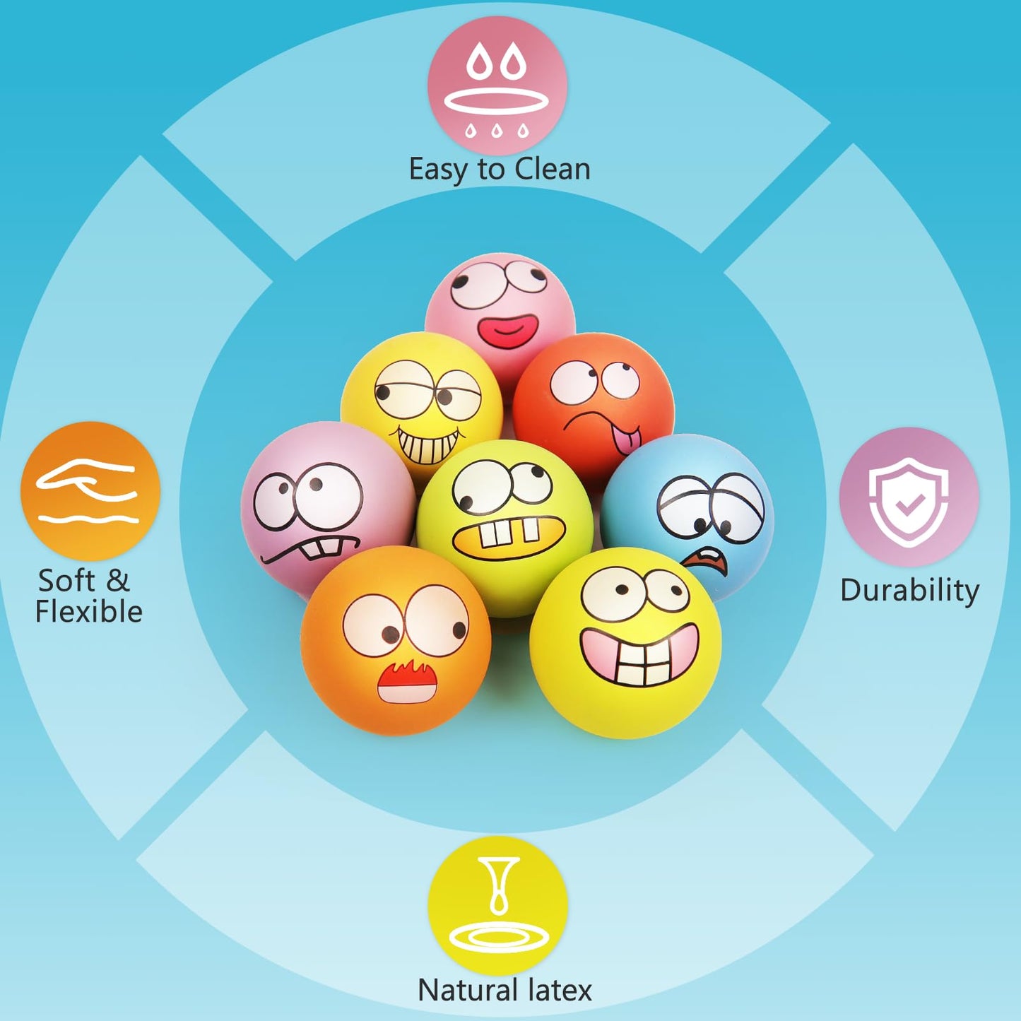 HDSX Squeaky Dog Toys Soft Latex Rubber Squeaky Dog Balls for Puppy Small Pet Dogs (8 Pack) (Round Balls)