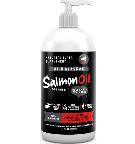 Finest For Pets Wild Alaskan Salmon Oil for Dogs & Cats - Omega 3 Fish Oil with Pollock & Salmon for Sensitive Skin & Coat Health. EPA & DHA Ease Itching, Supports Joint, Immune & Heart Health (32oz)