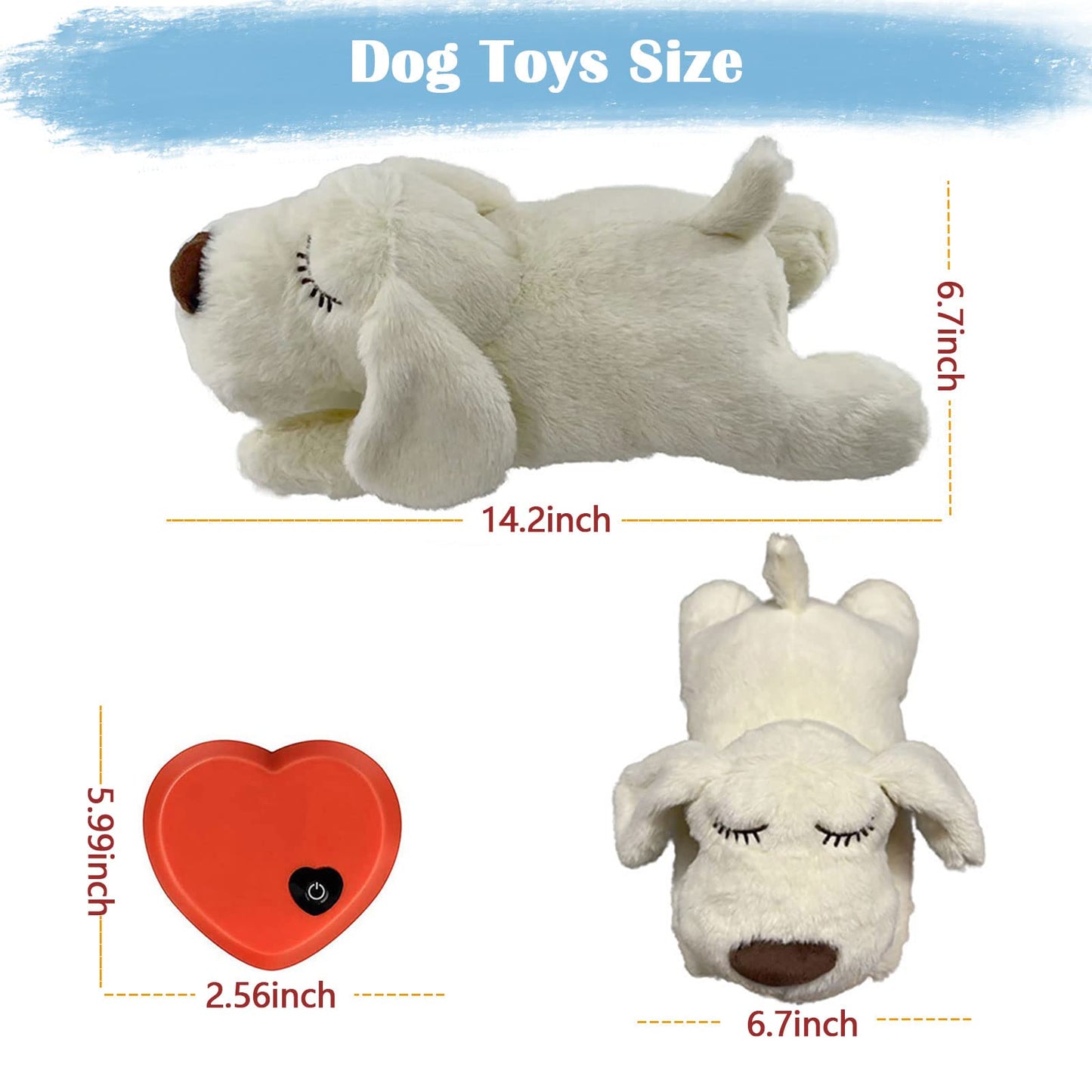 ZALBYUY Heartbeat Puppy Toy, Puppy Sleep Aid Toy, Small Dog Training Toys for Separation Anxiety Relief, Pets Plush Toys for Dogs Cats (White)
