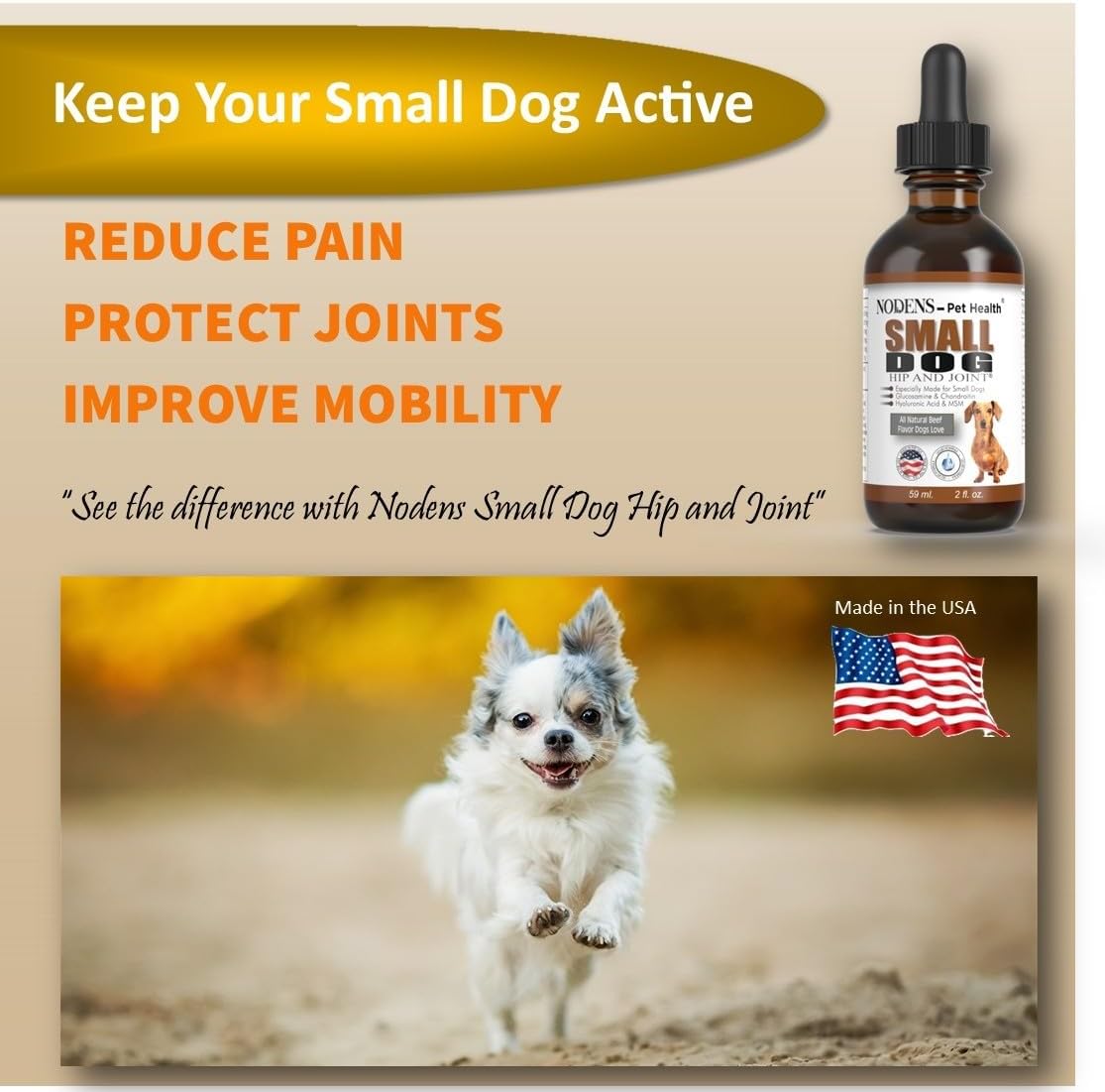 Nodens Cat Hip and Joint and Small Dog Hip and Joint 100% Natural Glucosamine for Cats and Small Dogs. Chondroitin, MSM, Hyaluronic Acid Arthritis Pain Relief for Cats and Dog Joint Pain. Made in USA