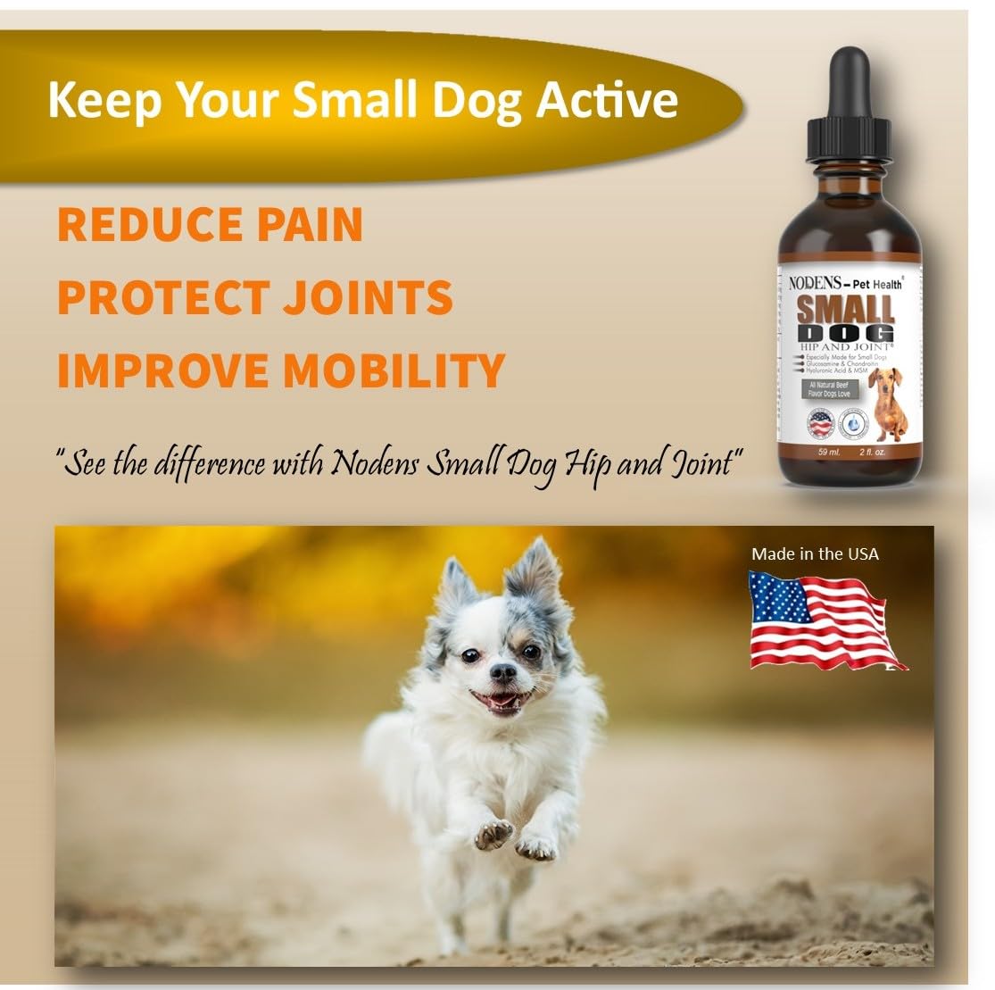Nodens Cat Hip and Joint and Small Dog Hip and Joint 100% Natural Glucosamine for Cats and Small Dogs. Chondroitin, MSM, Hyaluronic Acid Arthritis Pain Relief for Cats and Dog Joint Pain. Made in USA