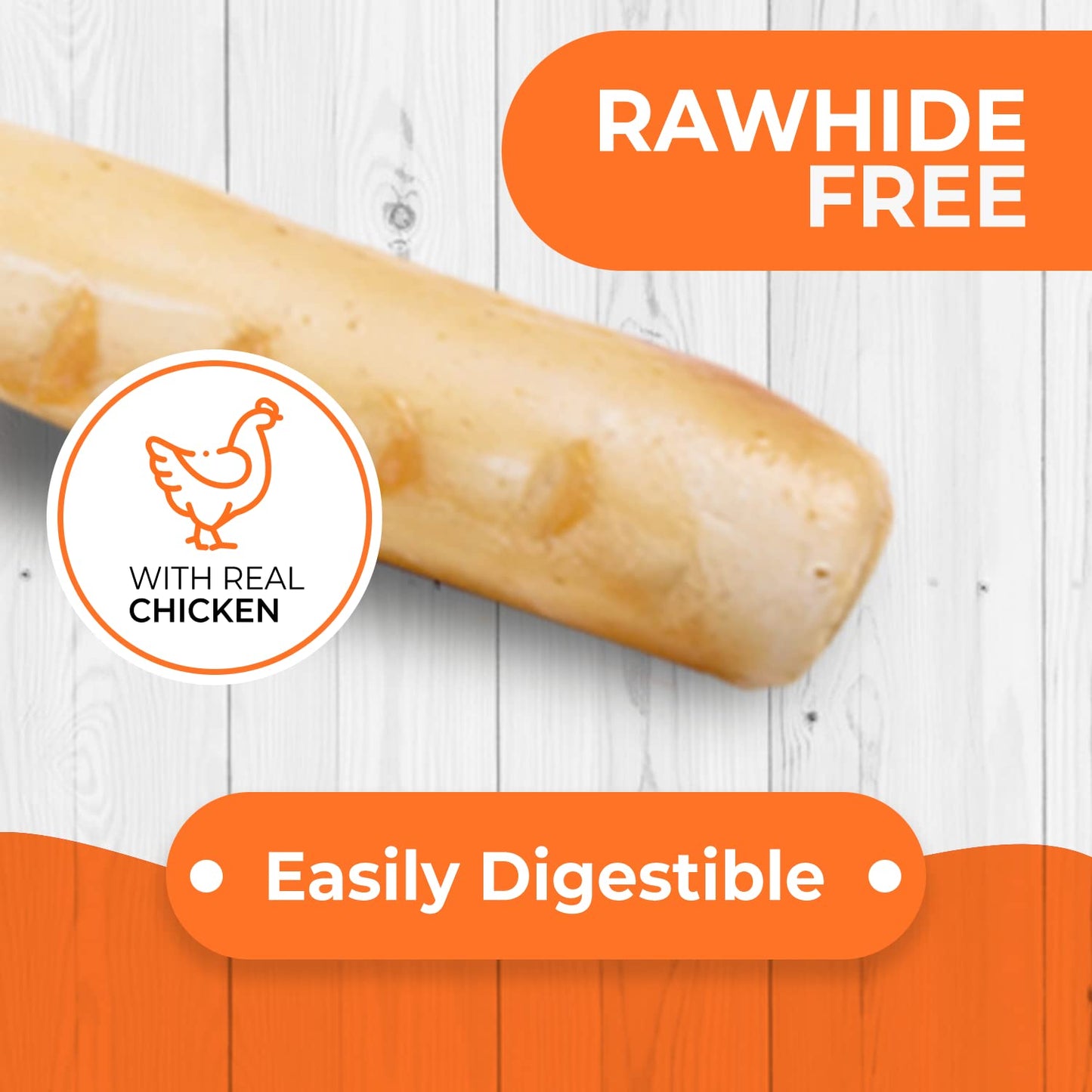 Canine Naturals Chicken Recipe Chew - Rawhide Free Dog Treats - Made From USA Raised Chicken - All-Natural and Easily Digestible - Medium (2 Count) for Dogs 20-50lb