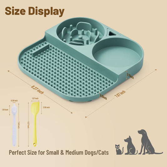Hyefiomo Slow Feeder Snack Bowl & Lick Mat for Dogs & Cats – Non-Slip, Food-Grade Silicone Treat Bowl Combo for Small Breeds – Perfect for Treats, Snacks & Portion Control, Includes Scraper & Brush