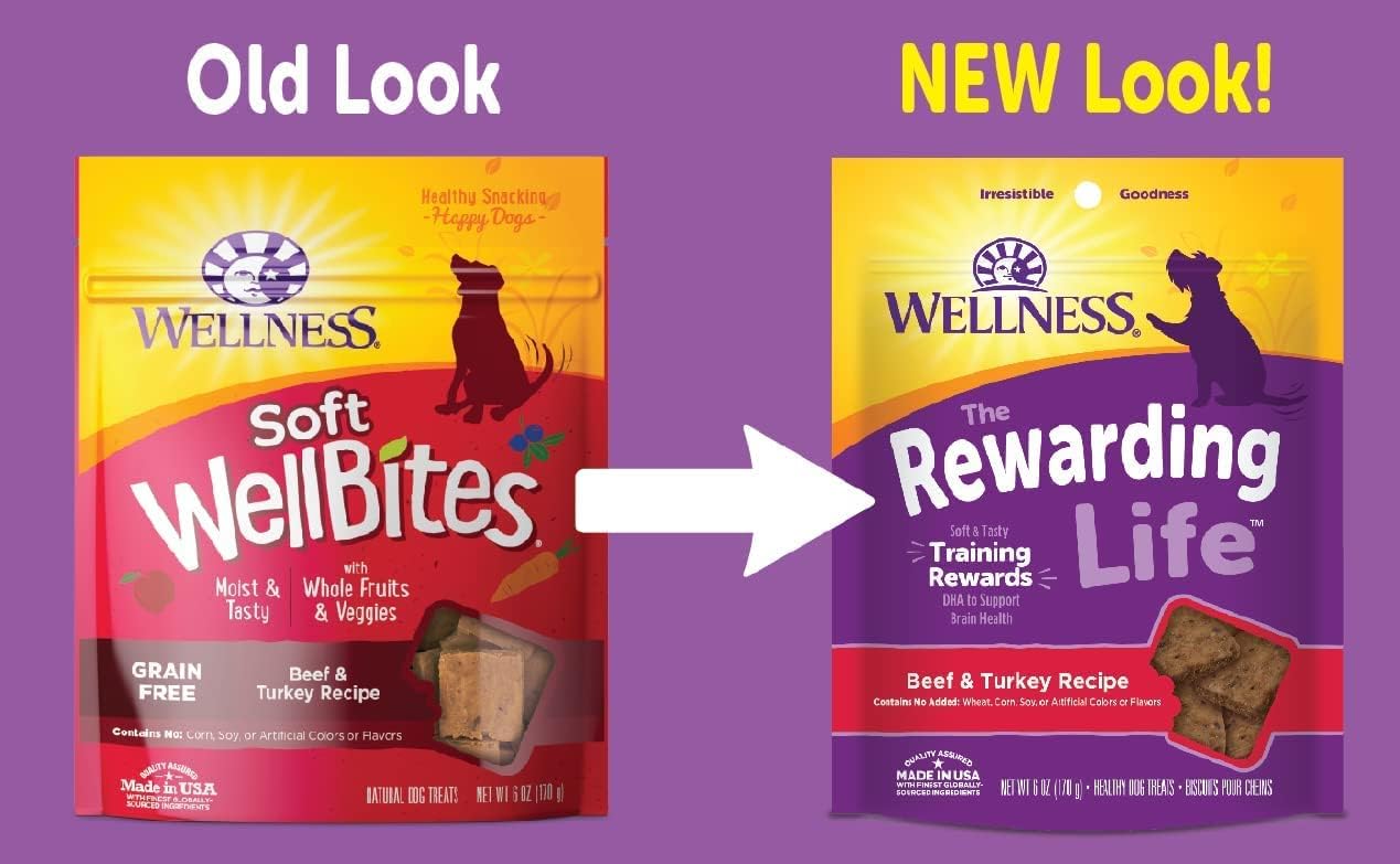 Petlewa Wellness-Wellbites Natural Grain Free Soft Dog Treats, 5 Flavor (Beef & Turkey, Chicken & Venison, Chicken & Lamb, Turkey & Duck, Lamb & Salmon) 6 oz