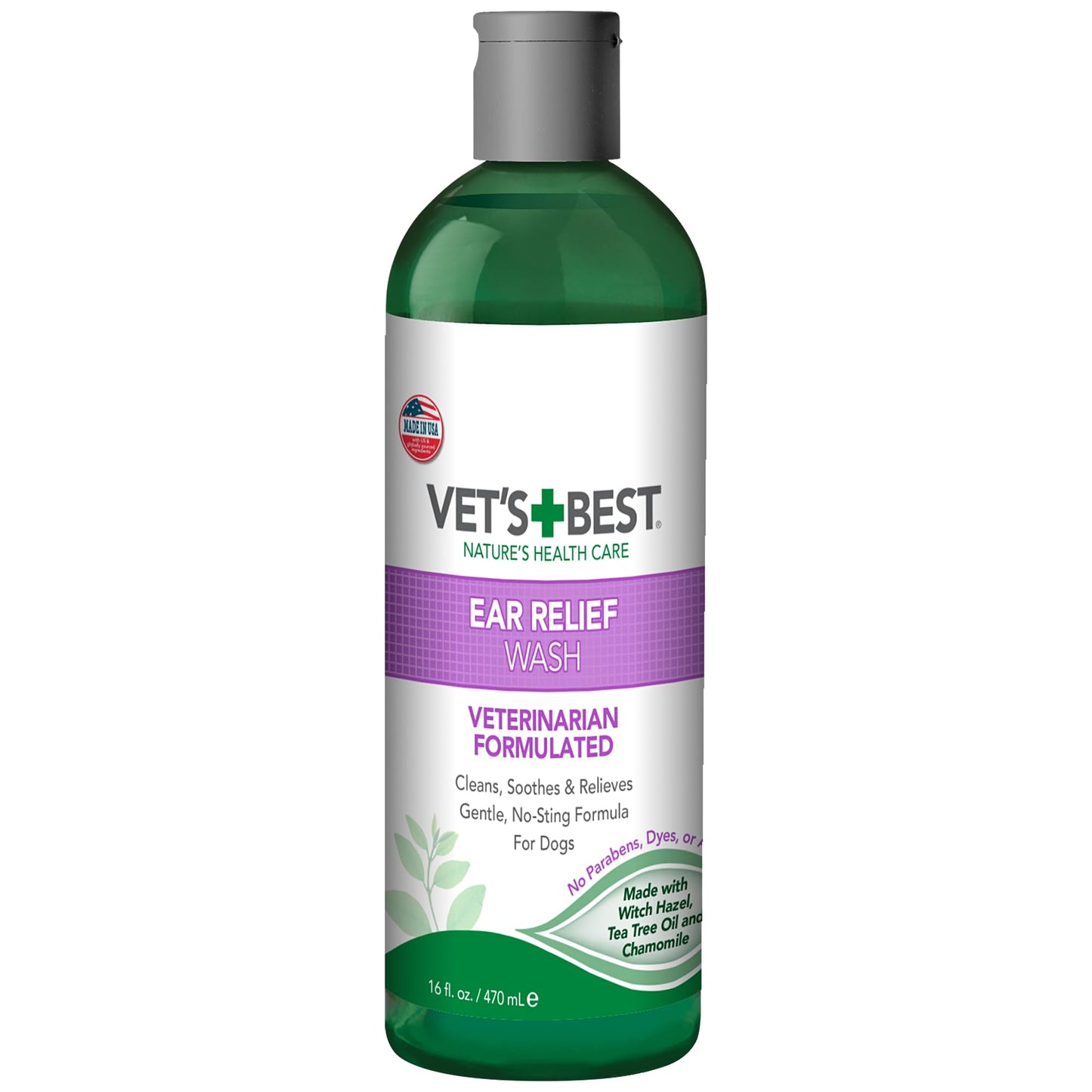 Vet's Best Dog Ear Relief Wash - Alcohol-Free No-Sting Formula - Controls Odors & Itching - Cleans Wax & Debris - 16 Ounces