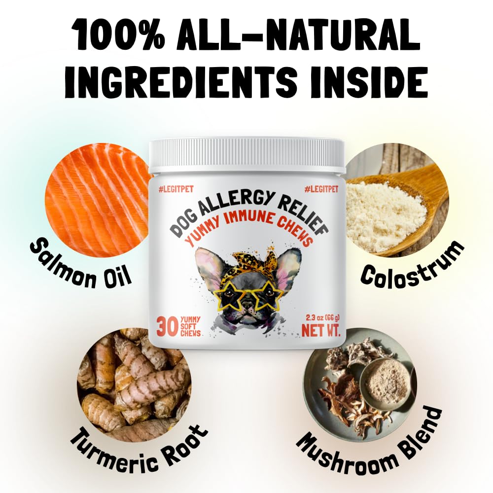 Omega 3 + Glucosamine Treats Bundle - Allergy and Itch Relief + Old Dog Joint Pain Relief - EPA & DHA Fatty Acids + Chondroitin - Hot Spots Treatment + Hip & Joint Care - 180 Fish Oil Chews + 120Ct