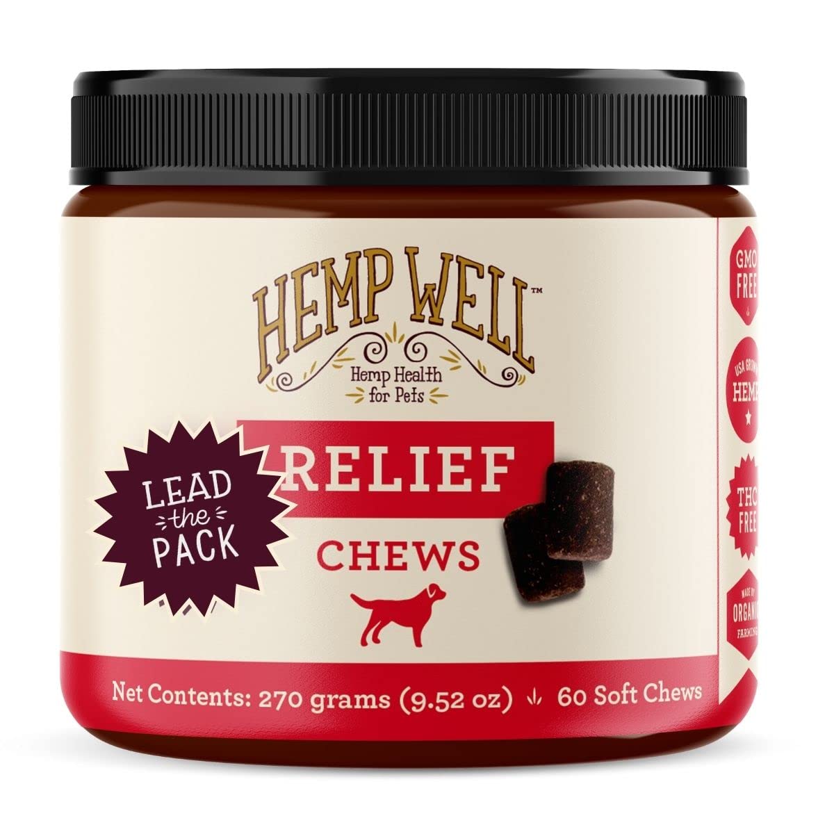 Hemp Well Relief Dog Soft Chews – Organic Hemp Soft Chews for Hip and Joint Health, Long Lasting Mobility Support (1 Pack)