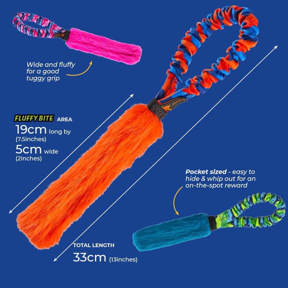 Tug-E-Nuff Pocket Fauxtastic | Durable Bungee Tug Toy for Dogs | Ideal for Interactive Dog Training and Dogs of All Ages | Made of Faux Fur and Comes in 3 Vibrant Colours | 13 x 7.5 inches in Size