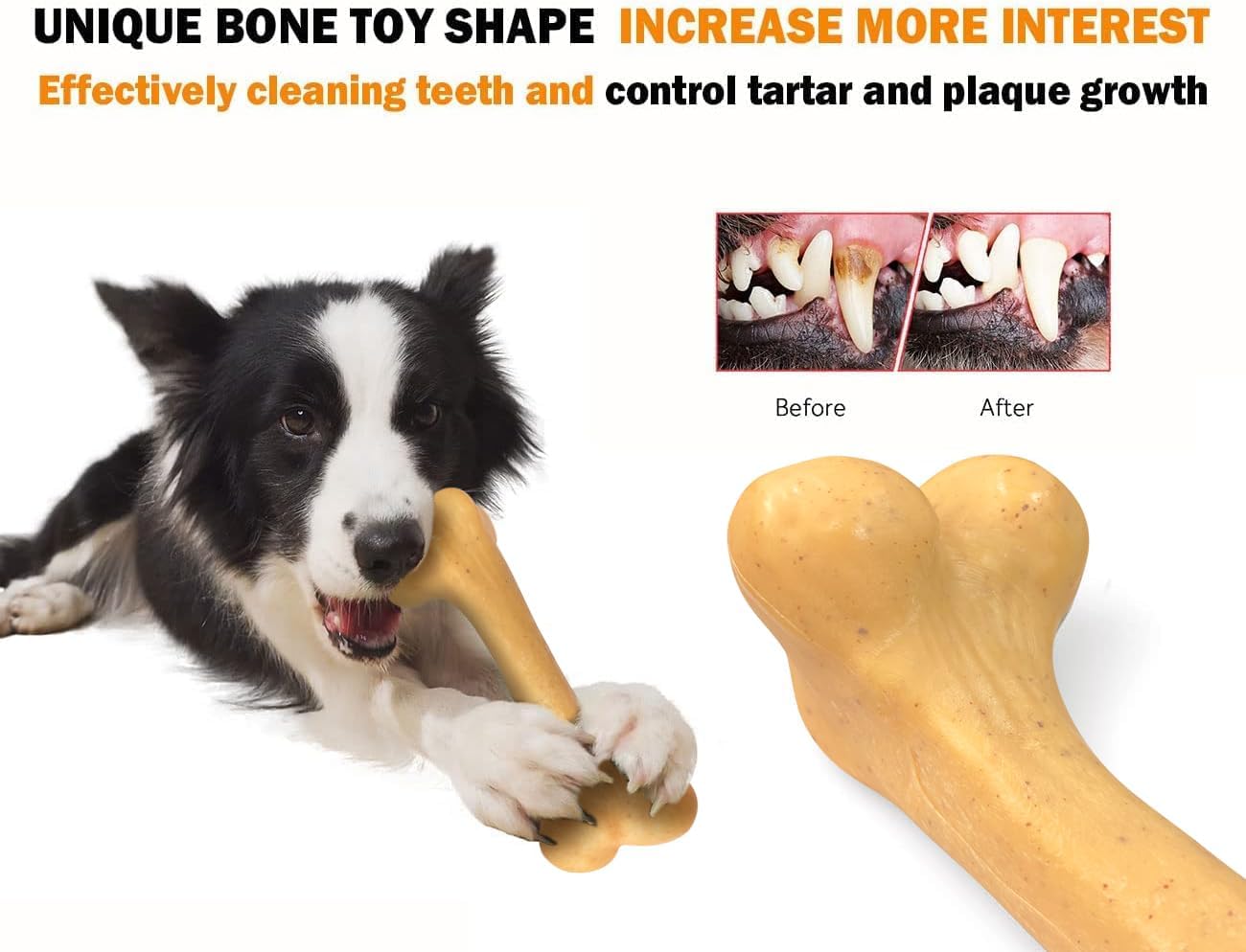 UXVA Indestructible Dog Bones for Aggressive Chewers, Durable Tough Puppy Teething Toys, Interactive Dog Toys for Medium/Large Breed, Beef & Chicken Flavor (3pcs)