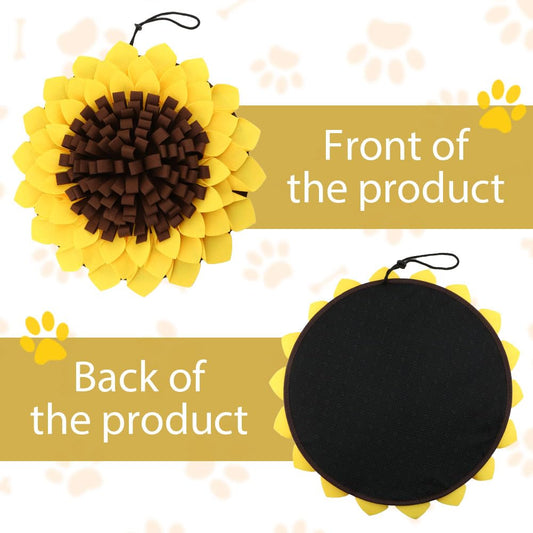 NINEFOX Snuffle Mat for Dogs, Pet Feeding Mats Puppy Sniffing Pad 20x20inch, Sunflower Shaped Snuffle Mat, Cat Doggies Interactive Toys for Multiple Breeds Training and Stress Release