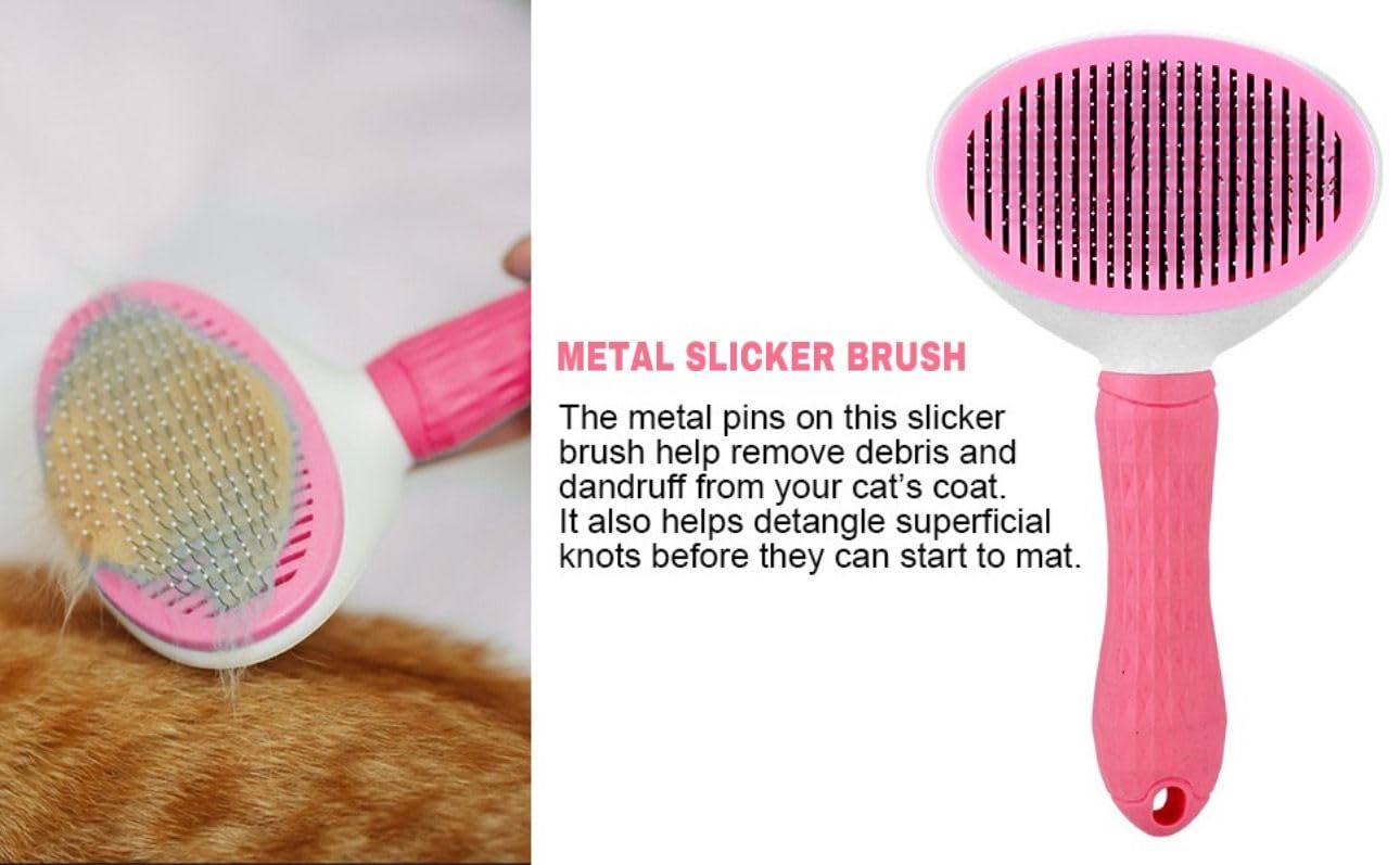 Generic 6-Piece Pink Grooming Brush dogs & Cat, Dog hair brush for Grooming small dogs, Puppy Brush for Small Dogs, Includes Bunny Nail Clippers with Case Pink, Easy to Transpor