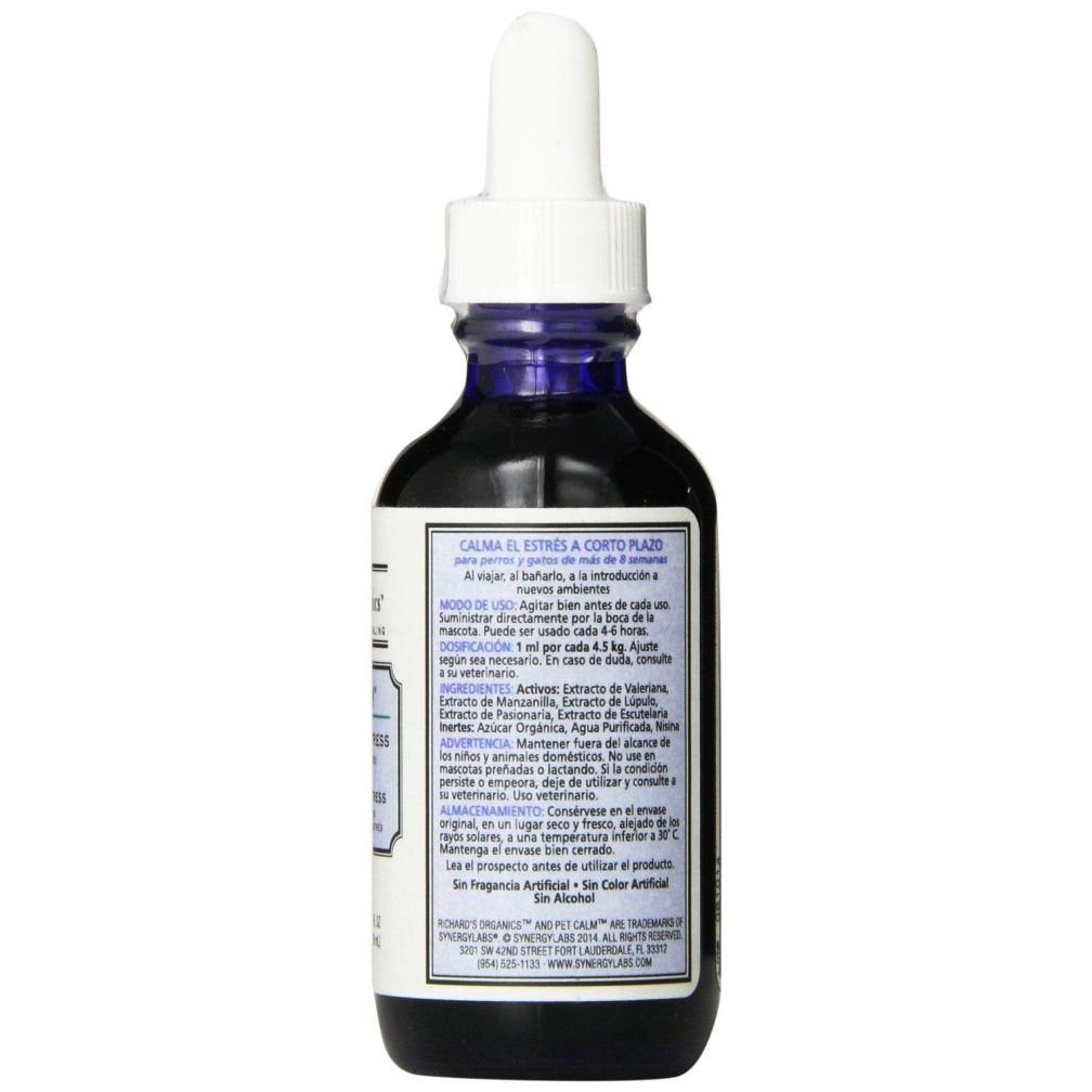 Richard’s Organics Pet Calm, 2 oz. Bottle with Dropper – Natural Cat and Dog Anxiety Relief – 100% Natural Pet Stress Relief – Drug-Free Calming Drops, Settles Nerves and Reduces Hyperactivity