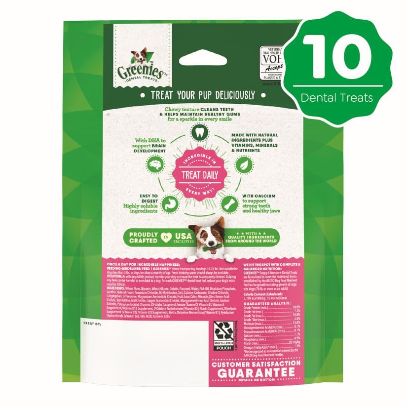 Greenies Puppy Petite Size Dental Dog Treats, 6 oz. Pack (10 Treats)
