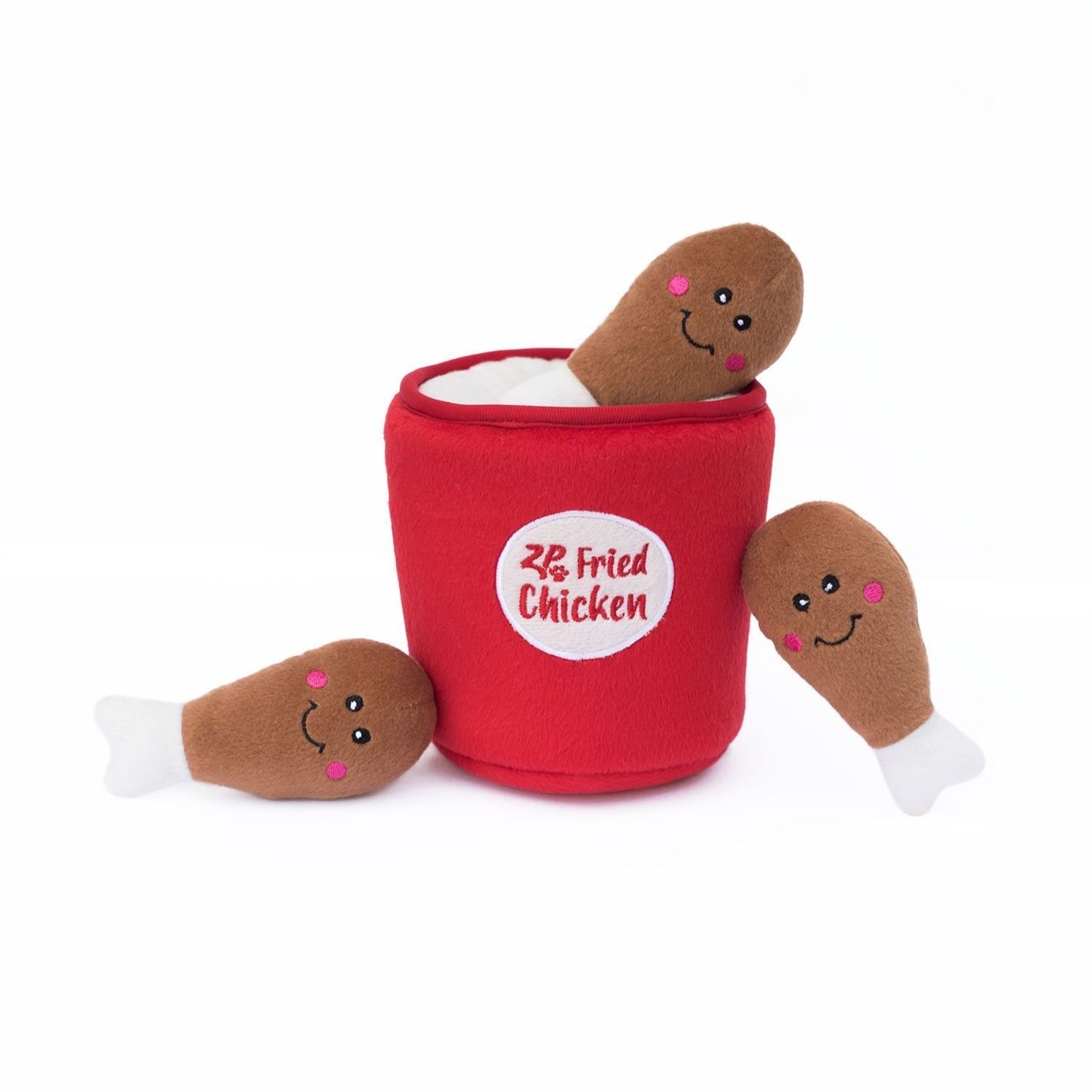 ZippyPaws Burrow- Interactive Dog & Puppy Toys for Boredom, Stimulating Pet Products to Keep Them Busy, Hide & Seek Plush Puzzles, Squeaky Toy for Enrichment, for Small & Medium Dogs- Chicken Bucket