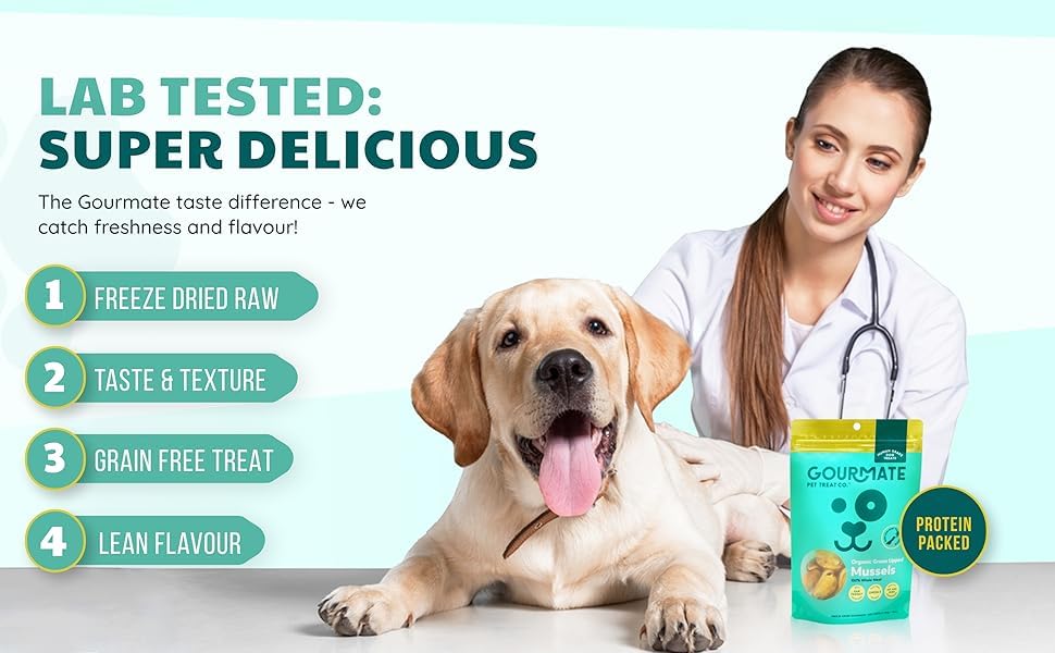 Green Lipped Mussels for Dogs - Human Grade Dog Treats - 100% Natural, Freeze Dried Snack with Omega-3, Glucosamine & Chondroitin for Healthy Coat & Joint Support - 50g/1.76oz