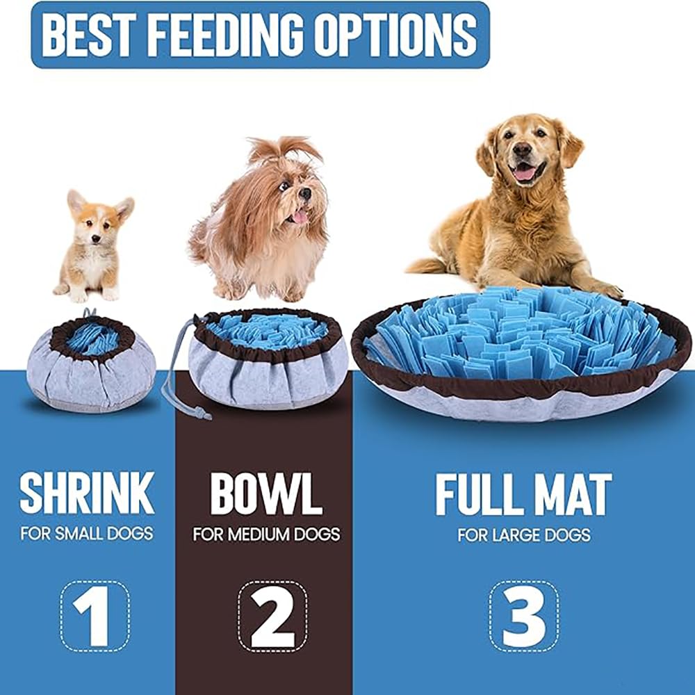 Pet Snuffle Mat for Dogs，Simulating Grassland ，Encourages Natural Foraging Skills for Pet，Dog Treat Dispenser Indoor Outdoor Stress Relief (Blue)