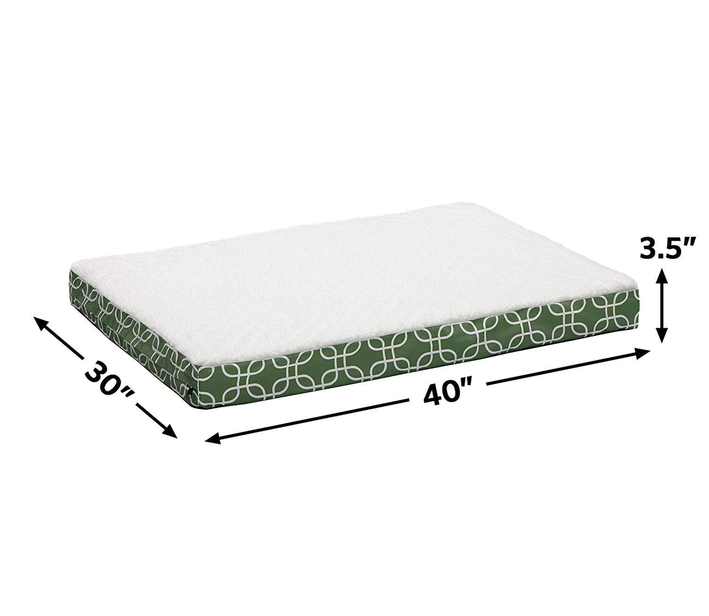 MidWest Homes for Pets Orthopedic Dog Bed w/Removable Dog Bed Cover ft. Teflon Fabric Protector, Large Dog Breed, 30 x 40 Inch, Green/White Geometric Pattern