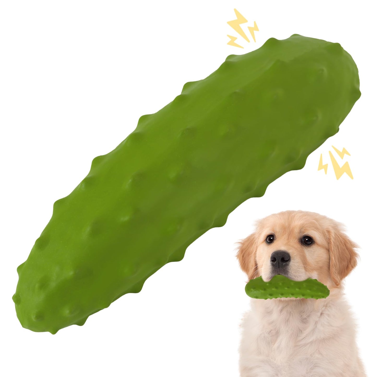 LIFLIX Tough Squeaky Dog Toys, Durable Dog Chew Toy with Natural Rubber, Teething Toys for Medium Large Breeds, Cucumber Pickle Shape