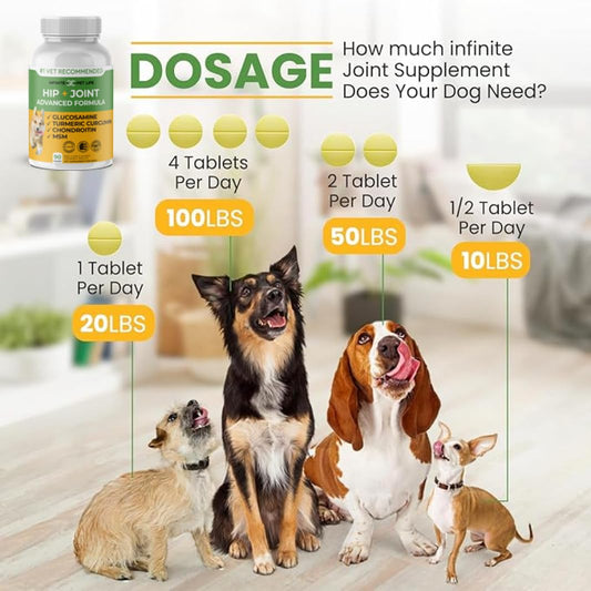 Advanced Hip and Joint Supplement for Dogs All Breeds - Glucosamine for Dogs Mobility & Pain Relief - All Natural Chondroitin, MSM & Turmeric Dog Joint Supplement - 90 Chewable Tablets