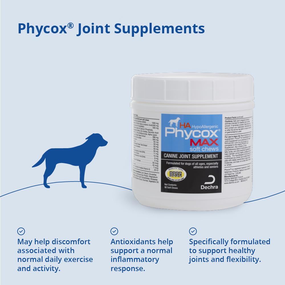 DechraSupply Phycox MAX Hypoallergenic (HA) Soft Chews, Joint Supplement for Dogs (90ct)