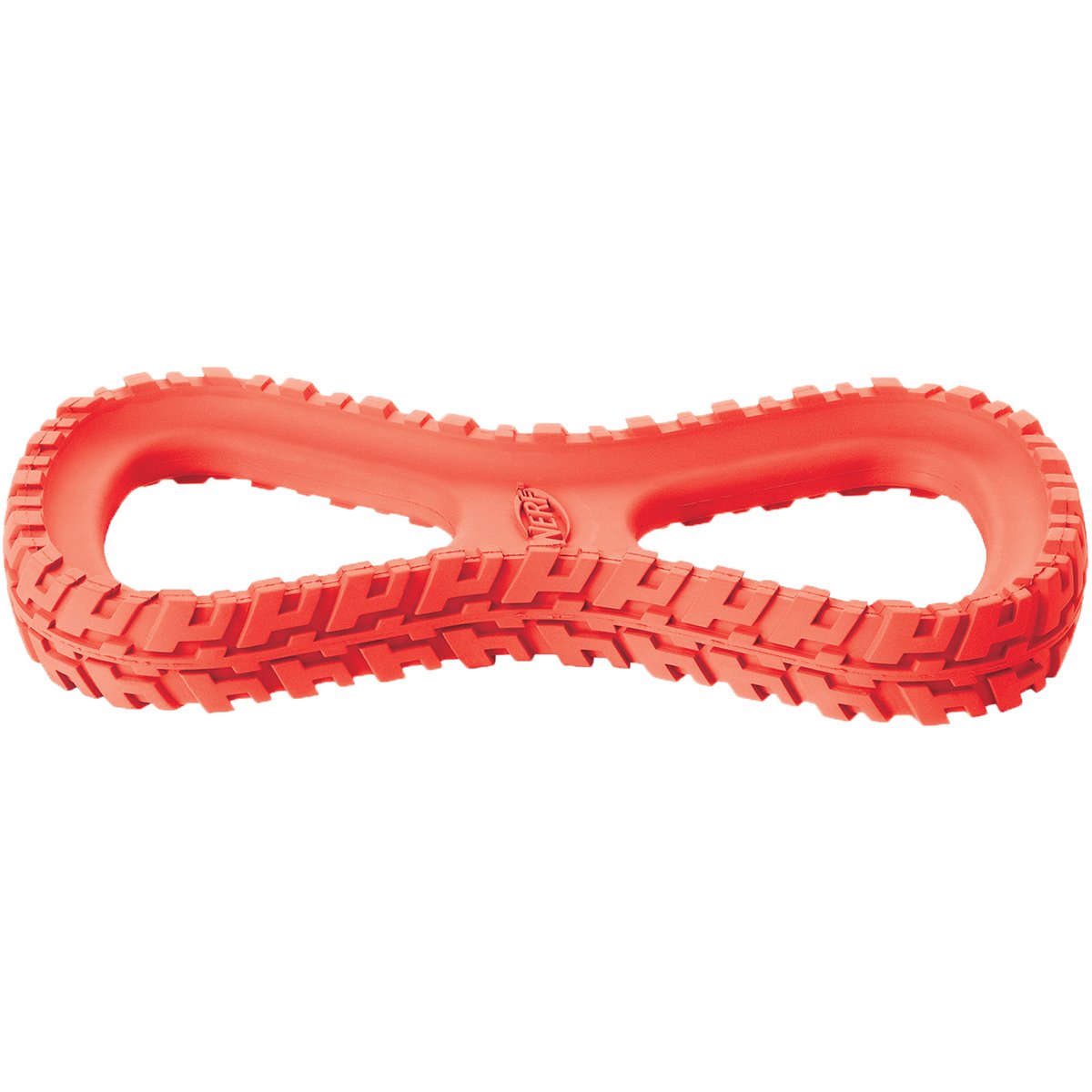 Nerf Dog Rubber Tug Dog Toy with Interactive Tire Track Texture, Lightweight, Durable and Water Resistant, for Medium/Large Breeds, Single Unit, Red