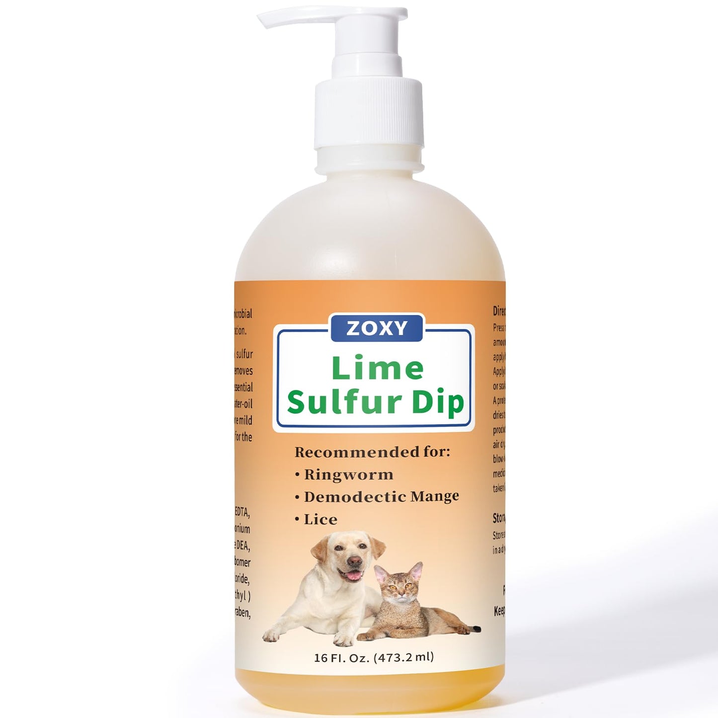 Lime Sulfur Dip (16 oz), Mange Treatment Dogs, Ringworm Treatment for Cats & Dogs, Soothes Itchy and Dry Skin, Promotes Hair Regrowth, Lime Sulfur Shampoo for Cats & Puppies, Low Odor
