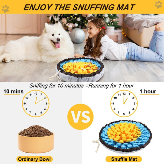 SZEE Snuffle Mat for Dogs, Adjustable Sniffing Mat for Smell Training and Slow Eating, Dog Snuffle Pad for Mental Stimulation and Enrichment, Interactive Toys for Pets (Yellow and Blue)