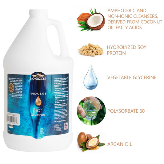 Bio-Groom Indulge Argan Oil Dog Shampoo – Deshedding Dog Bathing Supplies, Puppy Wash, Cat & Dog Grooming Supplies for Sensitive Skin, Cruelty-Free, Made in USA, Dog Products – 1 Gallon