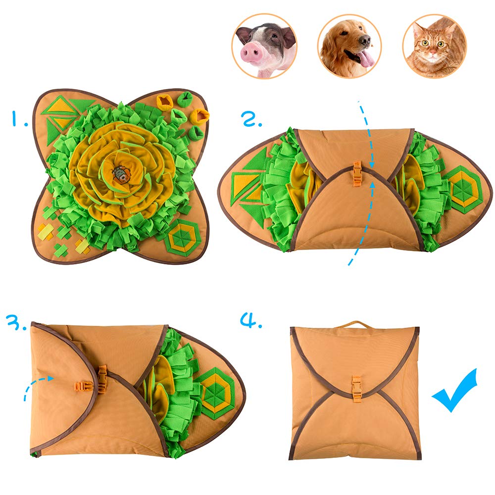 AWOOF Snuffle Mat Pet Dog Feeding Mat, 28''x28'' Interactive Dog Puzzle Toys Encourages Natural Foraging Skills