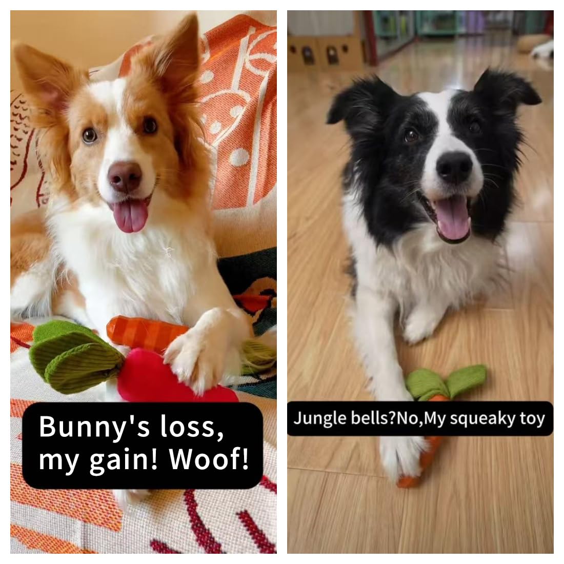 MewaJump Dog Squeaky Chew Toys for Aggressive Chewers, Rubber Carrot Dog Toys for Training and Cleaning, Durable Interactive Tough Dog Toy for Puppy Medium Dogs