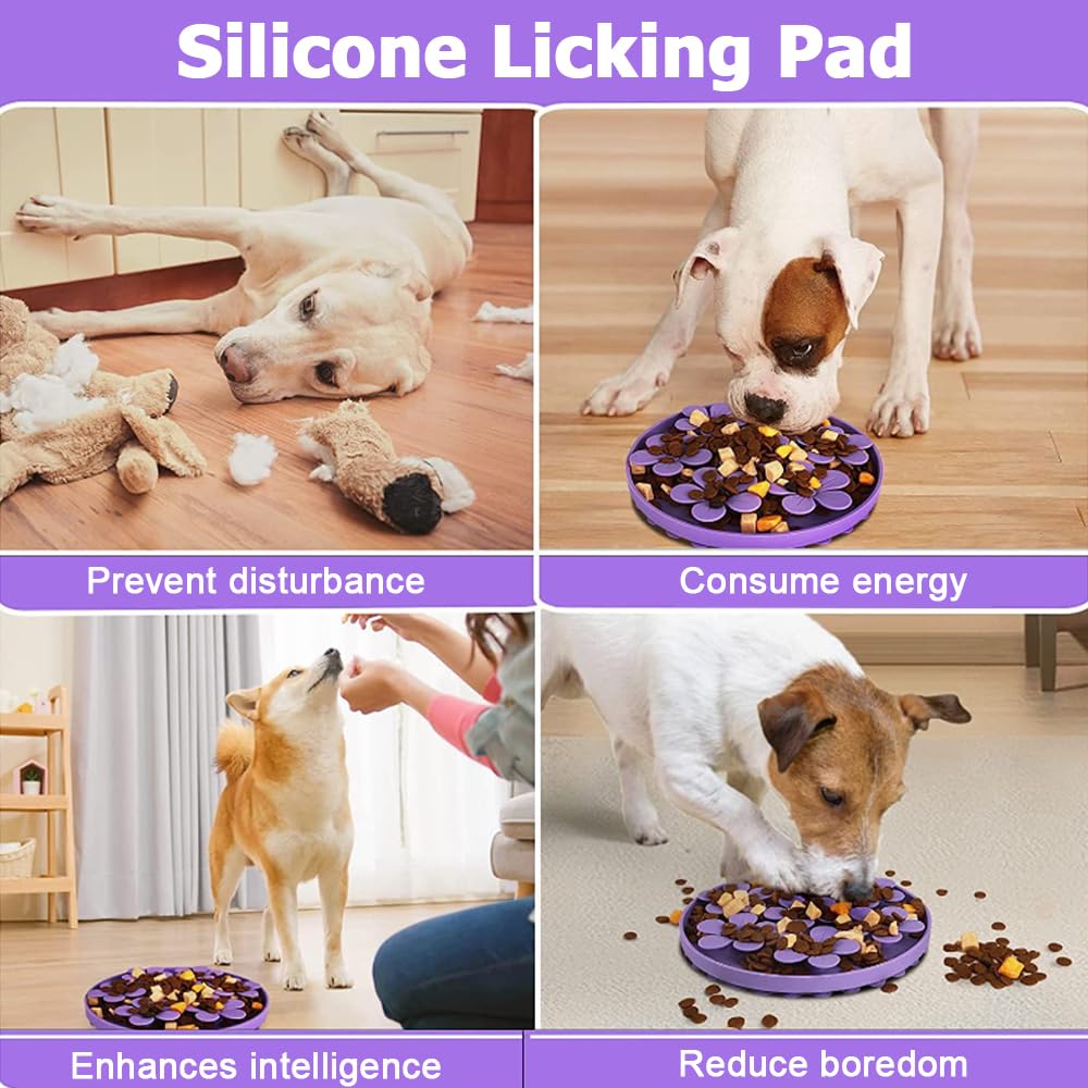 DONGKER Dog Snuffle Mat,Silicone Pet Smell Training Mat with Suction Cups & Leak-Proof Edge for Cat Dog Slow Eating Foraging