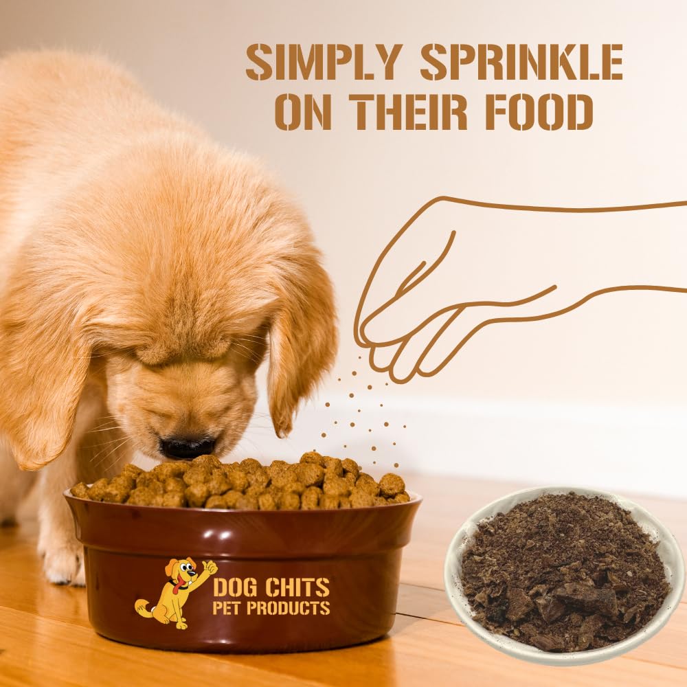 Dog Chits Bison Lung Food Topper for Dogs and Puppies | Pure Bison Lung | No Preservatives | Made in USA | All-Natural | Sprinkle on Food | Perfect for Dogs Easy on Digestion | 7 oz.