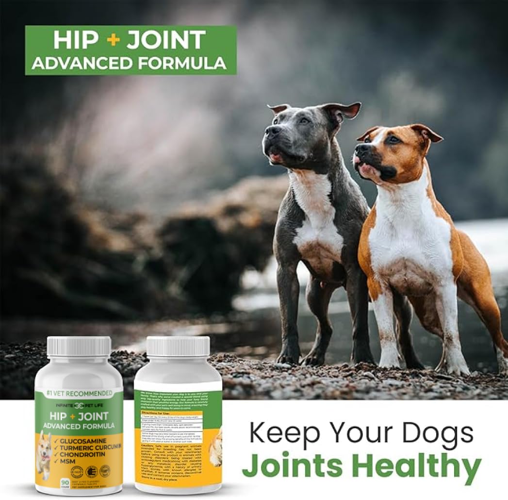 Infinite Pet Life Hip & Joint Supplement Bundle for Dogs - Glucosamine, Chondroitin, MSM & Turmeric Chews (90 Chewable Tablets + 90 Peanut Butter Soft Chews) - Relieves Pain and Enhances Mobility