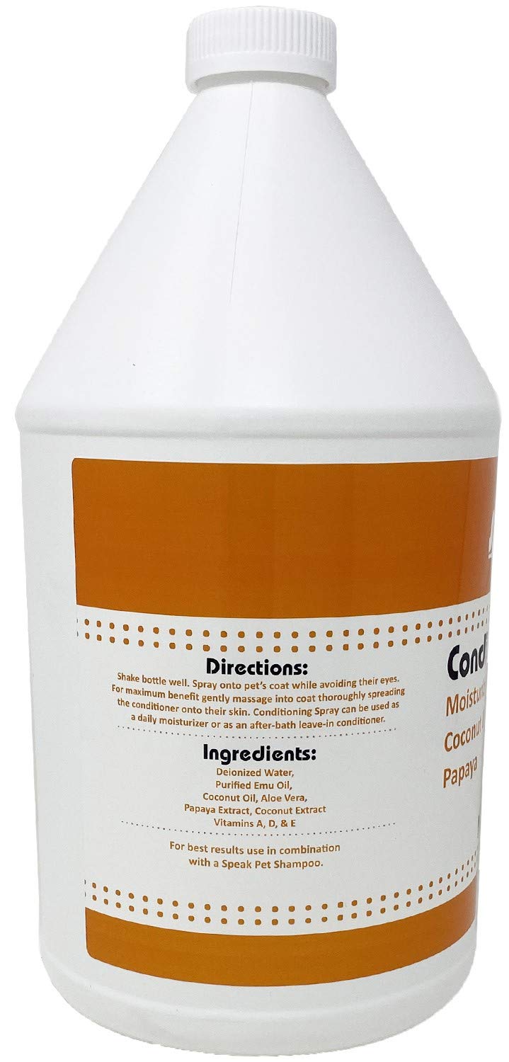 Speak Pet Products Dog Natural Leave-in Conditioning Spray Refill with Pump, Moisturizing Coconut Papaya, 1 Gallon
