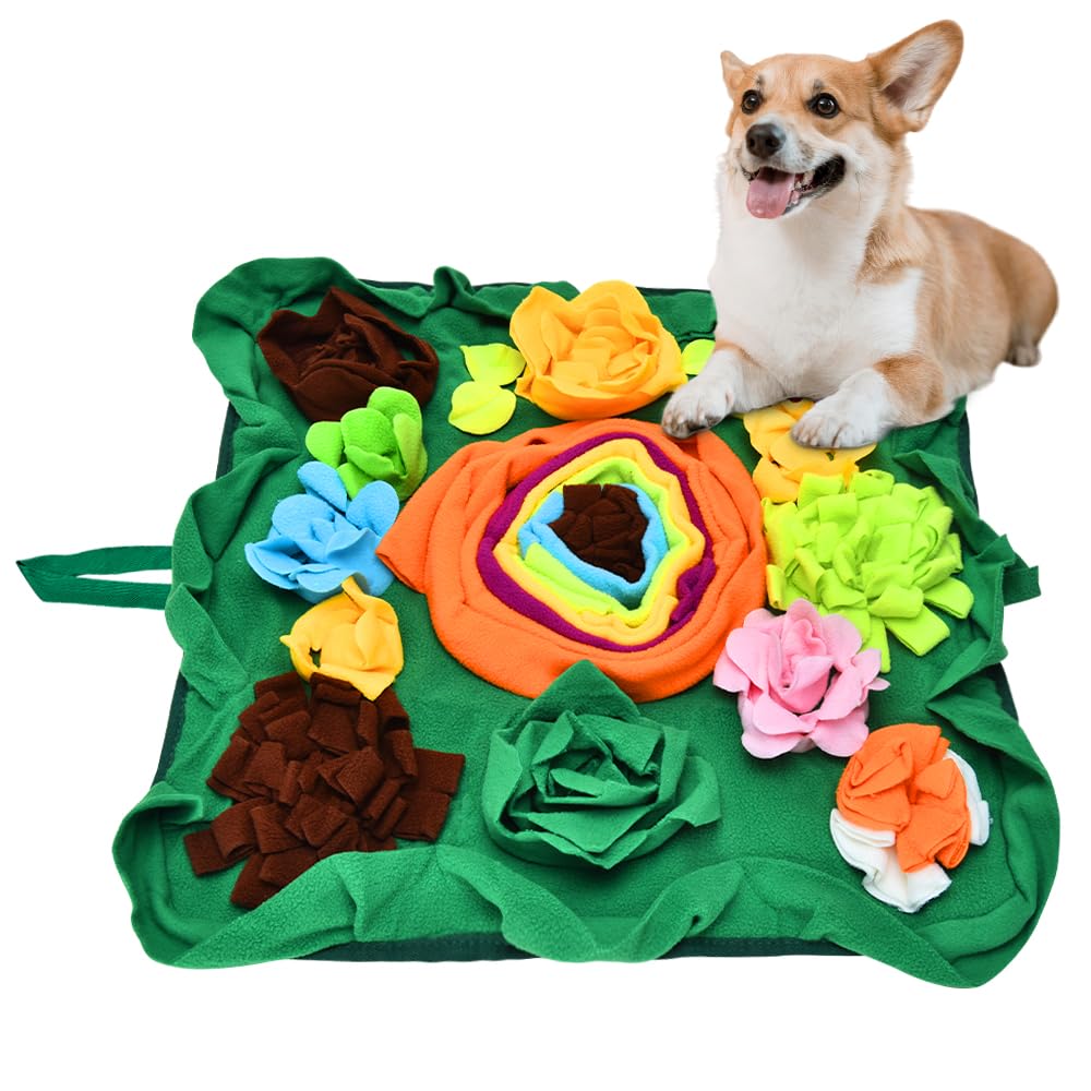Snuffle Mat for Dogs, Interactive Sniff Mat Slow Feeding Mat for Small Pets Cats, Rabbits to Keep Busy, Dog Puzzle Slow Feeder Treat Toy, Dog Treat Dispenser for Training and Stress Relief (Green)